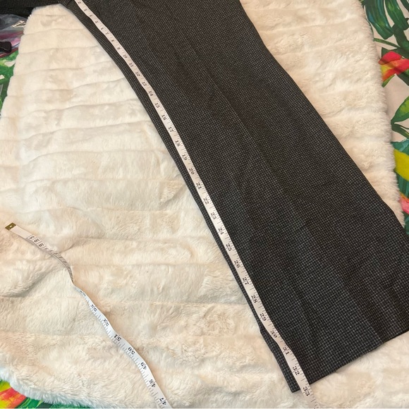White House Black Market 6 Grey Grid Belted Pleat BootCut Preppy City Work Pants - Picture 5 of 9